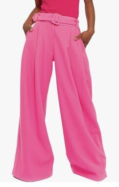 Chaouiche Western Ultra Wide Leg Pants Hot Pink Pleated Belt Women's Large (D07)